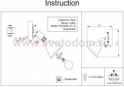 Светильник поворотный спот Maytoni ECO008-01-G Luther