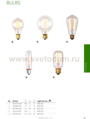 Лампа Эдисона Arte lamp ED-A19T-CL60
