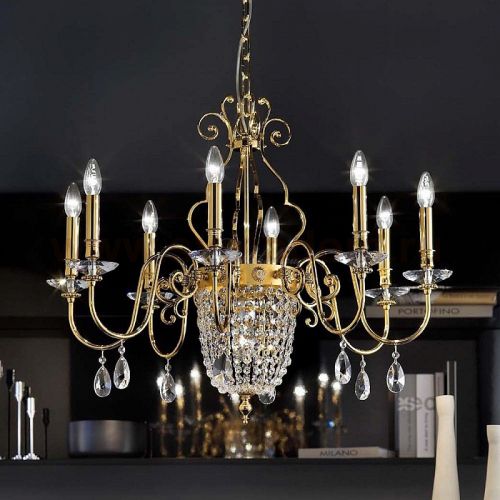Подвесной светильник Masiero ELEGANTIA 8+1 Oro Lucido-Oro Opaco CR