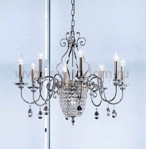 Подвесной светильник Masiero ELEGANTIA 8+1 Chromo Lucido-Cromo Opaco GLASS