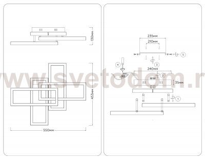 FA1002/2+2 BK черный 65W 3000K-6400K 550*453*130 (ПДУ ИК)