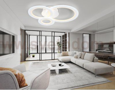 Люстра потолочная Ambrella FA861 WH белый 71W 580*430*120 (ПДУ РАДИО 2.4) ACRYLICA