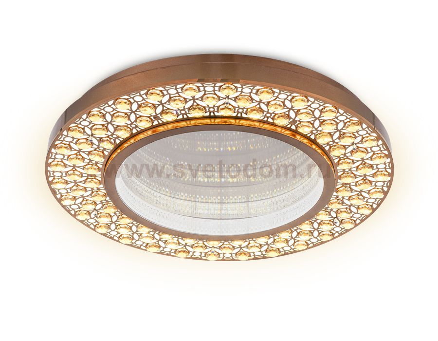 Люстра потолочная Ambrella FA9449 CF/TI кофе/янтарь 132W D600*85 (ПДУ РАДИО 2.4) ACRYLICA