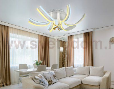 Люстра потолочная Ambrella FL146/6 WH белый 84W 3000K/6400K 620*620*170 (ПДУ РАДИО 2.4) LINE