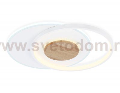Светильник светодиодный потолочный Ambrella FL4788 WH/WD белый/дерево 54W 3000-6000K 460*365*45 (без ПДУ)