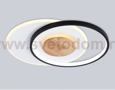Светильник светодиодный потолочный Ambrella FL4789 WH/BK/WD белый/черный/дерево 54W 3000-6000K 460*365*45 (без ПДУ)