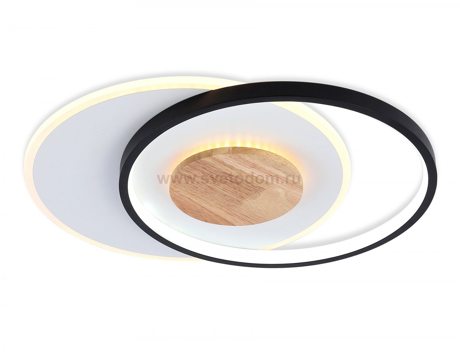 Светильник светодиодный потолочный Ambrella FL4789 WH/BK/WD белый/черный/дерево 54W 3000-6000K 460*365*45 (без ПДУ)