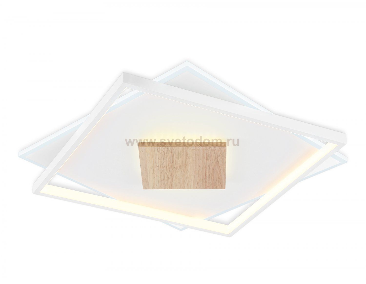 Светильник светодиодный потолочный Ambrella FL4790 WH/WD белый/дерево 77W 3000-6000K 515*515*50 (без ПДУ)