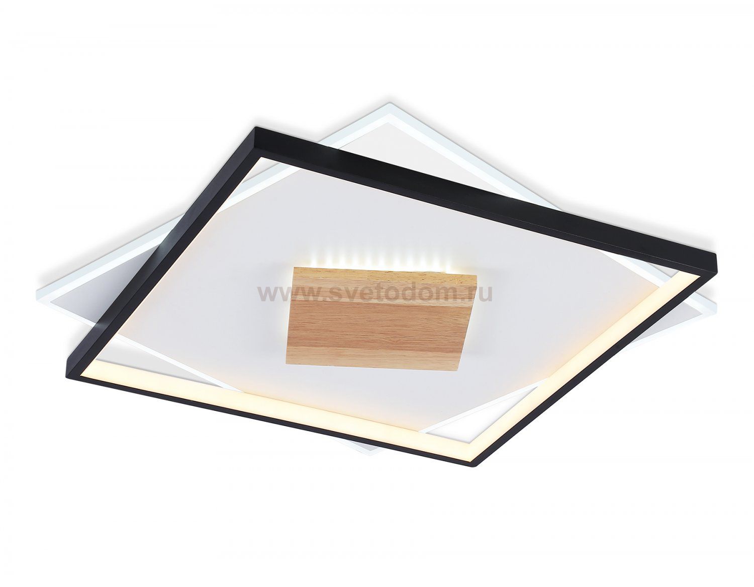 Светильник светодиодный потолочный Ambrella FL4791 WH/BK/WD белый/черный/дерево 77W 3000-6000K 515*515*50 (без ПДУ)