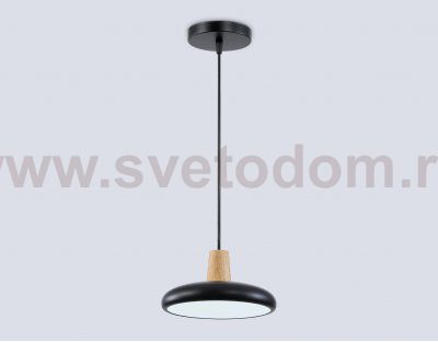 Светильник светодиодный подвесной Ambrella FL4839 BK/WD черный/дерево 24W 3000-6000K D200*800 (без ПДУ)