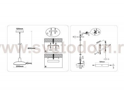Светильник светодиодный подвесной Ambrella FL4839 BK/WD черный/дерево 24W 3000-6000K D200*800 (без ПДУ)