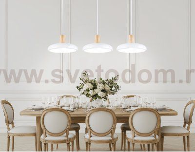 Светильник светодиодный подвесной Ambrella FL4840/3 WH/WD белый/дерево 72W 3000-6000K 550*200*800 (без ПДУ)