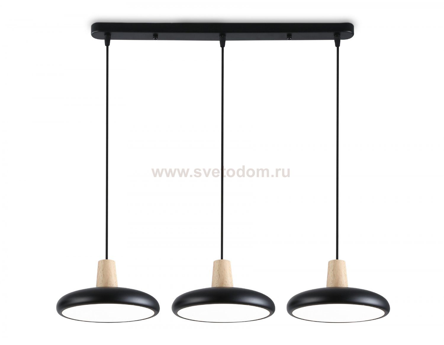 Люстра светодиодная на штанге Ambrella FL4841/3 BK/WD черный/дерево 72W 3000-6000K 550*200*800 (без ПДУ)