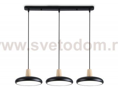 Люстра светодиодная на штанге Ambrella FL4841/3 BK/WD черный/дерево 72W 3000-6000K 550*200*800 (без ПДУ)