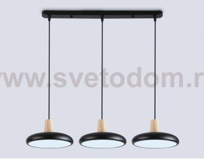 Люстра светодиодная на штанге Ambrella FL4841/3 BK/WD черный/дерево 72W 3000-6000K 550*200*800 (без ПДУ)