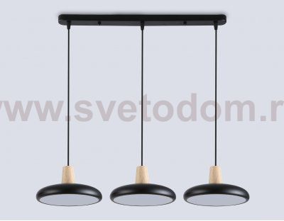 Люстра светодиодная на штанге Ambrella FL4841/3 BK/WD черный/дерево 72W 3000-6000K 550*200*800 (без ПДУ)