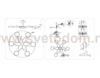 Люстра светодиодная на штанге Ambrella FL4866/7 BK/WD черный/дерево 126W 3000-6000K D830*190 (без ПДУ)