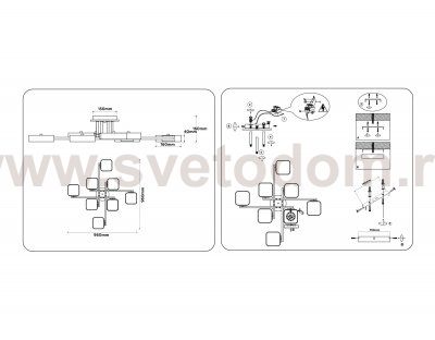 Люстра светодиодная на штанге Ambrella FL4888/8 WH/WD белый/дерево 144W 3000-6000K 960*960*160 (без ПДУ)