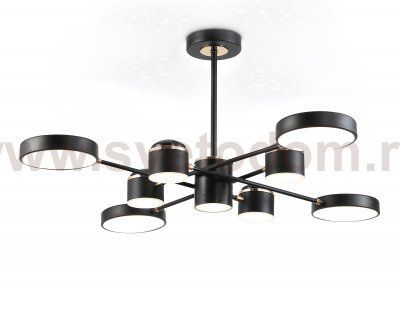 Люстра светодиодная на штанге Ambrella FL51629/9+4 BK/FGD черный/золото 132W 3000-6000K D850*370 (без ПДУ)