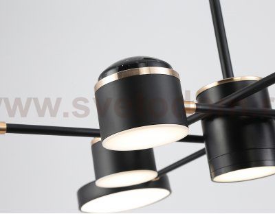 Люстра светодиодная на штанге Ambrella FL51629/9+4 BK/FGD черный/золото 132W 3000-6000K D850*370 (без ПДУ)