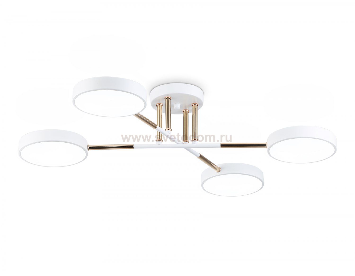 Люстра светодиодная на штанге Ambrella FL516331/4 WH/FGD белый/золото 72W 3000-6000K 610*410*140 (без ПДУ)