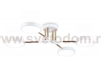 Люстра светодиодная на штанге Ambrella FL516331/4 WH/FGD белый/золото 72W 3000-6000K 610*410*140 (без ПДУ)