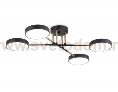 Люстра светодиодная на штанге Ambrella FL516332/4 BK/FGD черный/золото 72W 3000-6000K 610*410*140 (без ПДУ)