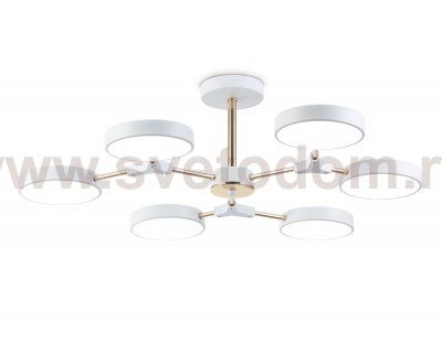 Люстра светодиодная на штанге Ambrella FL516333/6 WH/FGD белый/золото 108W 3000-6000K D780*210 (без ПДУ)