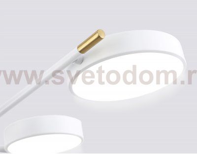 Люстра светодиодная на штанге Ambrella FL516338/8 WH/CP белый/медь 120W 3000-6000K D850*170 (без ПДУ)