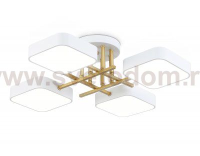 Люстра светодиодная на штанге Ambrella FL516341/4 WH/GD белый/золото 72W 3000-6000K 550*550*150 (без ПДУ)