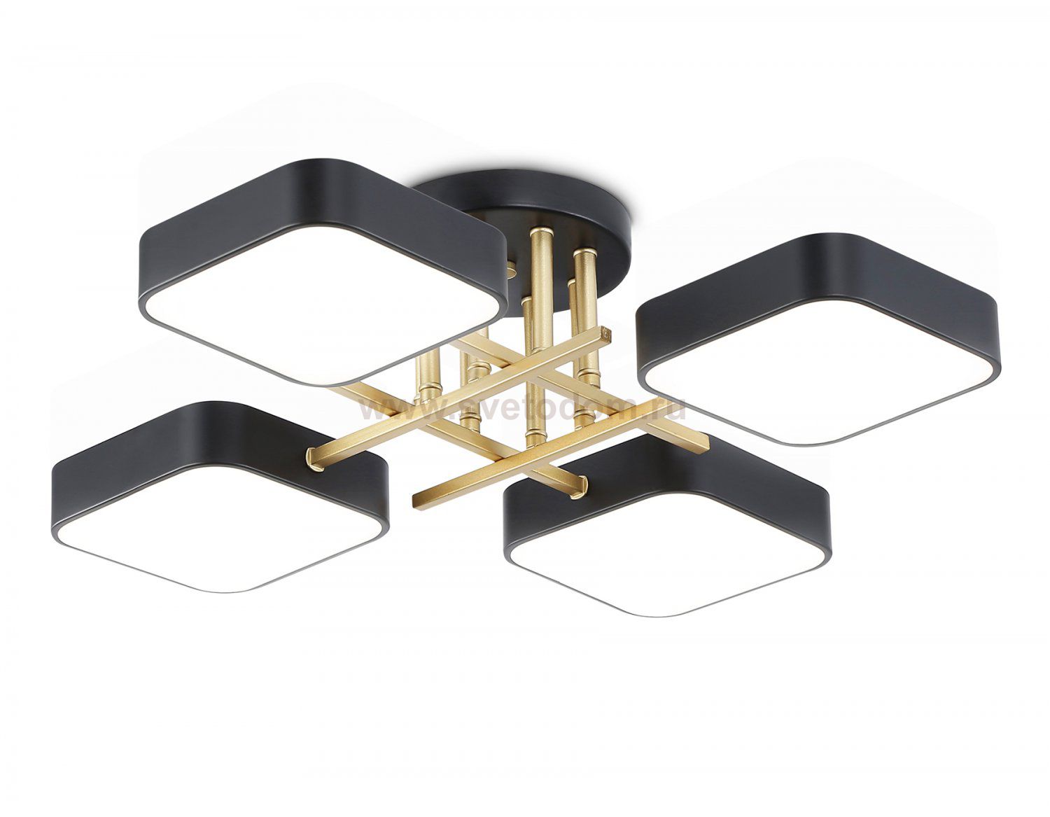 Люстра светодиодная на штанге Ambrella FL516343/4 BK/GD черный/золото 72W 3000-6000K 550*550*150 (без ПДУ)