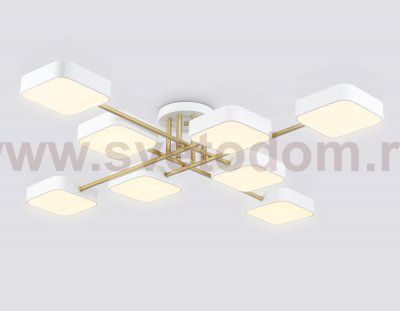 Люстра светодиодная на штанге Ambrella FL516346/8 WH/GD белый/золото 144W 3000-6000K 1060*1060*150 (без ПДУ)