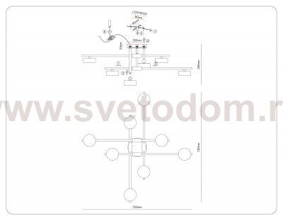 FL51751/8 WH/GD белый/золото GX53/8 max 12W 720*720*245