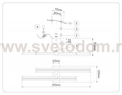 FL6151 WH белый 18W 3000K-6400K 510*120*65