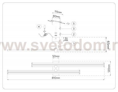 FL6162 BK черный 28W 3000K-6400K 810*120*65