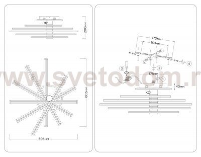 FL6234 GD золото 96W 3000K-6400K 605*605*200 (ПДУ ИК)