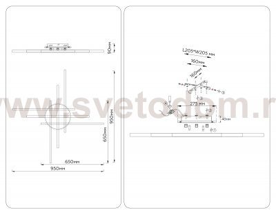 FL6286 BK черный 110W 3000K-6400K 950*950*90 (ПДУ ИК)