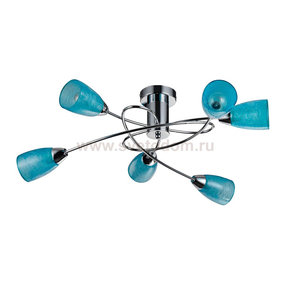 Люстра с голубыми плафонами Freya FR103-06-BL Flash