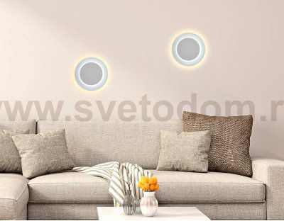 Настенный светильник бра Ambrella FW105 WH/S белый/песок LED 3000K/6400K 15W 240*190*50 WALLERS