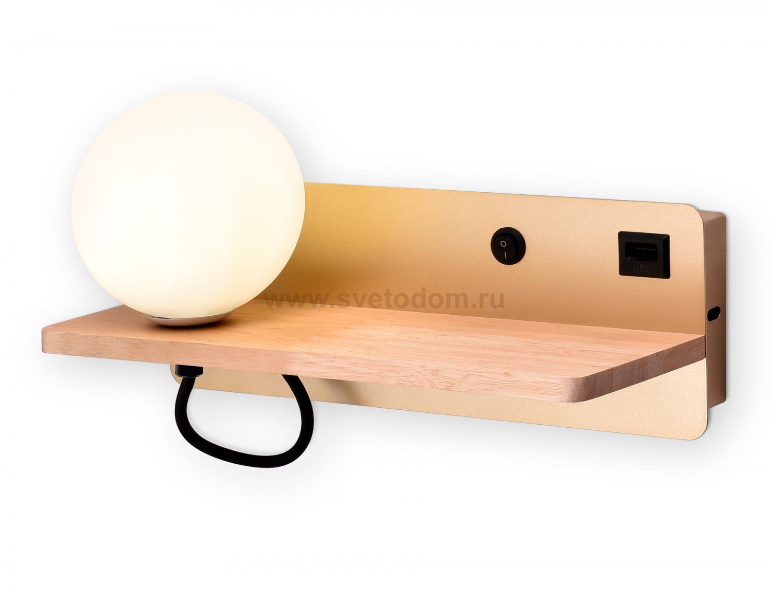 Настенный светильник с выключателем, USB портом и полкой Ambrella FW520 FW