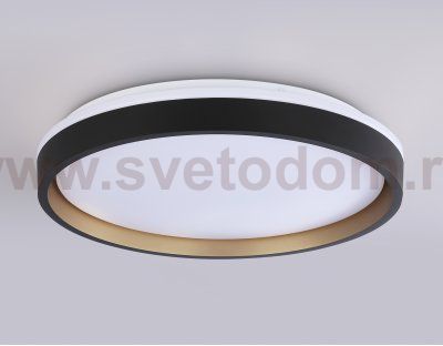 Светодиодный светильник RGB с пультом управления Ambrella FZ610 BK/GD черный/золото IP20 66W 3000K-6500K+RGB D490*85 (ПДУ ИК)