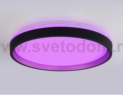 Светодиодный светильник RGB с пультом управления Ambrella FZ610 BK/GD черный/золото IP20 66W 3000K-6500K+RGB D490*85 (ПДУ ИК)