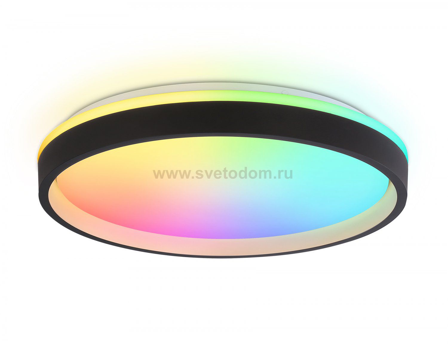 Светодиодный светильник RGB с пультом управления Ambrella FZ610 BK/GD черный/золото IP20 66W 3000K-6500K+RGB D490*85 (ПДУ ИК)