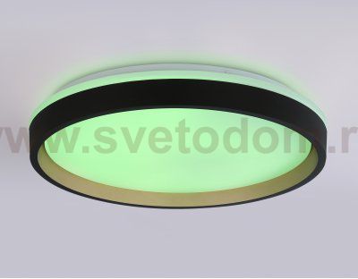 Светодиодный светильник RGB с пультом управления Ambrella FZ610 BK/GD черный/золото IP20 66W 3000K-6500K+RGB D490*85 (ПДУ ИК)