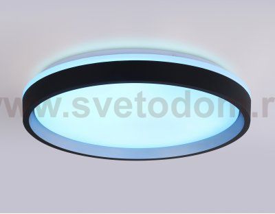 Светодиодный светильник RGB с пультом управления Ambrella FZ610 BK/GD черный/золото IP20 66W 3000K-6500K+RGB D490*85 (ПДУ ИК)