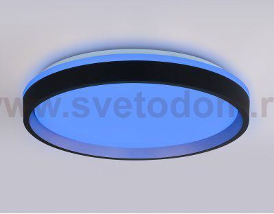 Светодиодный светильник RGB с пультом управления Ambrella FZ610 BK/GD черный/золото IP20 66W 3000K-6500K+RGB D490*85 (ПДУ ИК)