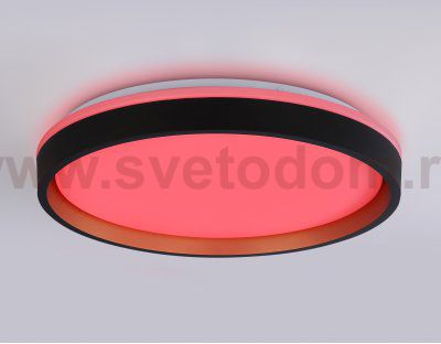 Светодиодный светильник RGB с пультом управления Ambrella FZ610 BK/GD черный/золото IP20 66W 3000K-6500K+RGB D490*85 (ПДУ ИК)