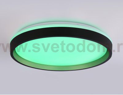 Светодиодный светильник RGB с пультом управления Ambrella FZ610 BK/GD черный/золото IP20 66W 3000K-6500K+RGB D490*85 (ПДУ ИК)