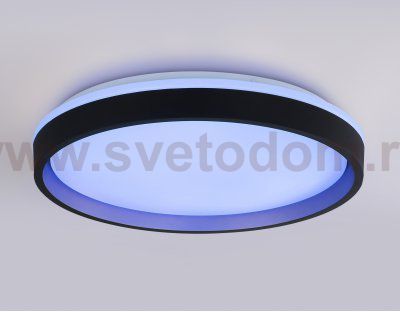 Светодиодный светильник RGB с пультом управления Ambrella FZ610 BK/GD черный/золото IP20 66W 3000K-6500K+RGB D490*85 (ПДУ ИК)