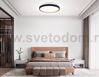 Светодиодный светильник RGB с пультом управления Ambrella FZ610 BK/GD черный/золото IP20 66W 3000K-6500K+RGB D490*85 (ПДУ ИК)